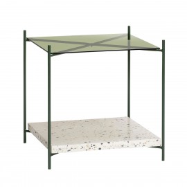 hubsch table basse carree terrazzo verre metal vert