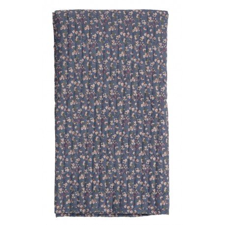 Plaid matelassé imprimé fleuri Bloomingville bleu