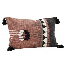 madam stoltz housse de coussin coton broderie motif ethniques pompons