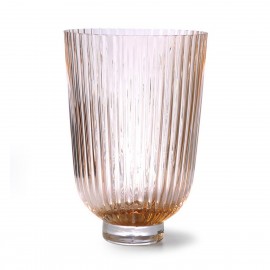 Vase verre nervuré style classique HK Living pêche