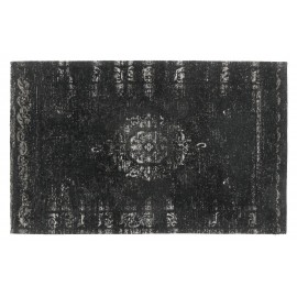 petit tapis descente de lit imprime classique vintage delave noir