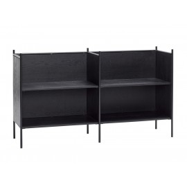 Meuble étagère basse design bois Hübsch noir