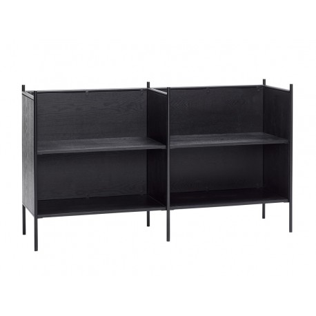 meuble bibliotheque etagere basse design bois noir hubsch
