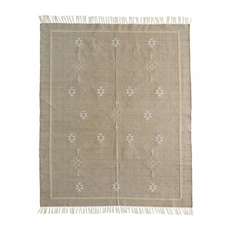 madam stoltz tapis coton tisse beige motif 120 x 180 cm