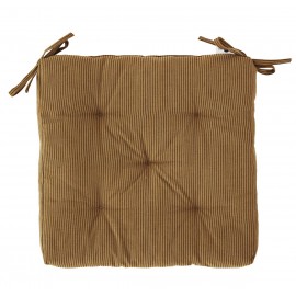 madam stoltz galette de chaise carree coton raye marron