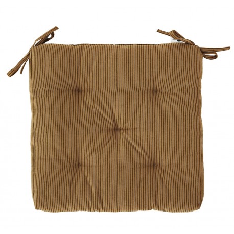 madam stoltz galette de chaise carree coton raye marron