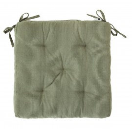 Coussin de chaise carré coton rayé Madam Stoltz vert