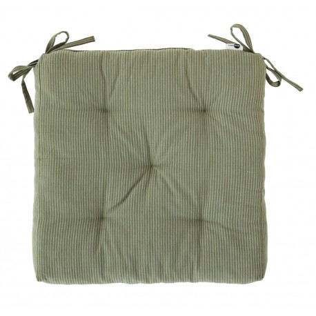 madam stoltz coussin de chaise carre coton raye vert
