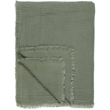 plaid coton double gaze vert poudre kaki ib laursen 130 x 170 cm
