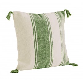 madam stoltz housse coussin carre coton raye vert blanc 50 x 50 cm