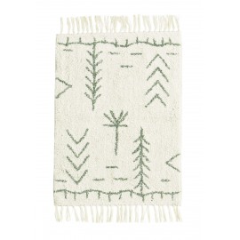 madam stoltz tapis de bain ou descente de lit tufte motif ethnique vert