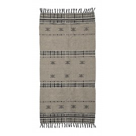 house doctor cros tapis franges motif laine beige noir 200 x 90 cm