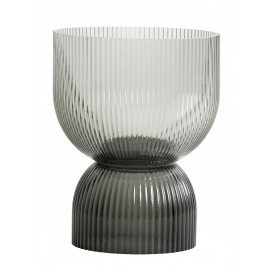 bougeoir porte bougie chic verre fume gris strie nordal riva