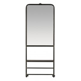 ib laursen miroir mural avec etagere et 2 barres metal noir industriel