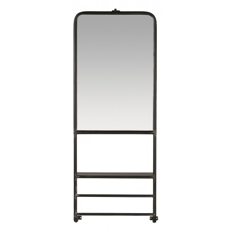 ib laursen miroir mural avec etagere et 2 barres metal noir industriel
