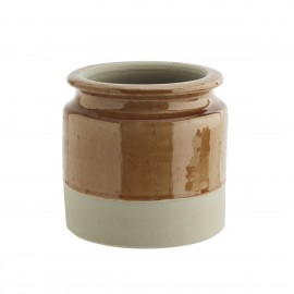 madam stoltz pot de fleur rustique terre cuite emaille bicolore marron