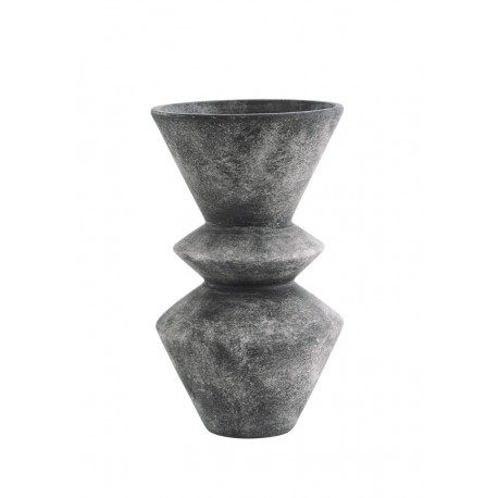 madam stoltz vase design terre cuite gris fonce aspect pierre