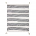 bloomingville plaid noir blanc raye pompons boran 125 x 150 cm