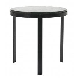 house doctor table basse ronde metal noir plateau verre epais smoke