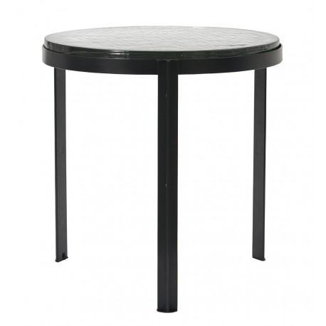 house doctor table basse ronde metal noir plateau verre epais smoke