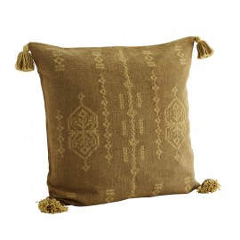 madam stoltz housse de coussin broderie ethnique jaune moutarde