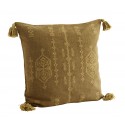 madam stoltz housse de coussin broderie ethnique jaune moutarde