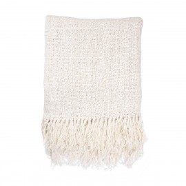 hk living plaid lin blanc franges 130 x 170 cm