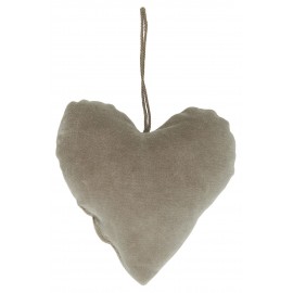 ib laursen decortion de sapin coeur en tissu velours gris clair
