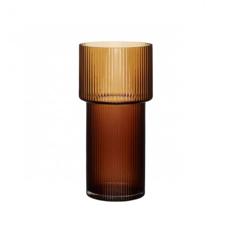 hubsch vase droit epure design verre marron ambre