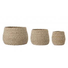 bloomingville set de 3 paniers tresses jonc de mer naturel beige