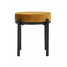 house doctor petit tabouret chic rond textile velours jaune moutarde