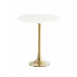 madam stoltz gueridon table d appoint marbre blanc metal laiton dore
