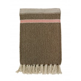 madam stoltz plaid coton recycle marron beige rayures roses