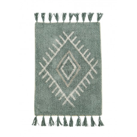 madam stoltz tapis de bain descente de lit coton tufte moelleux vert