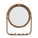 madam stoltz miroir mural rond cadre rotin avec pateres