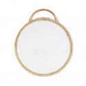 madam stoltz miroir mural rond cadre fin bois de bambou