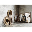 madam stoltz miroir mural rond cadre fin bois de bambou