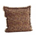 madam stoltz housse de coussin boheme coton imprime fleuri marron