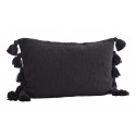 madam stoltz housse de coussin rectangulaire coton noir pompons