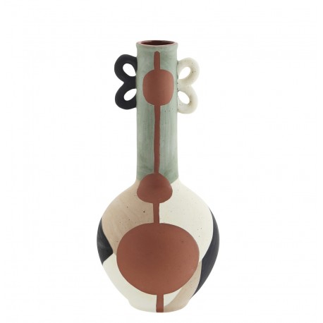 madam stoltz vase terre cuite decore a la main multicolore