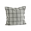 madam stoltz grande housse de coussin a carreaux coton gris