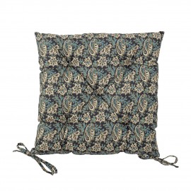 bloomingville coussin de chaise galette carre motif floral bleu