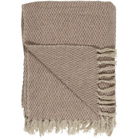 ib laursen plaid coton motif brun marron franges