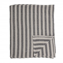 bloomingville jete de lit coton recycle raye rayures noir blanc