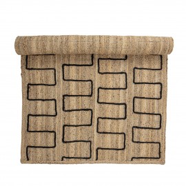 bloomingville tapis rectangulaire en jute motif noir zig zag dell