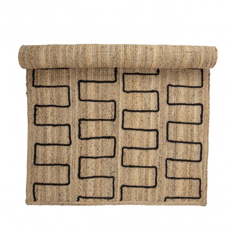 bloomingville tapis rectangulaire en jute motif noir zig zag dell