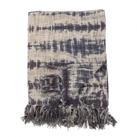 bloomingville plaid tie dye bleu franges georgina