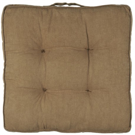 ib laursen coussin de sol carre coton marron 45 x 45 cm