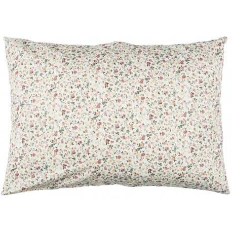 taie oreiller rectangulaire coton blanc fleurs rose liberty ib laursen
