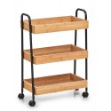 desserte 3 etages rangements bois de bambou metal noir zeller